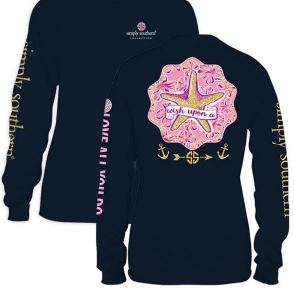 Simply Southern Tops - Simply Southern "Wish Upon A" Starfish Long sleeve T shirt size small
